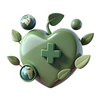 Green Heart with Plus Sign and Earth Globes png