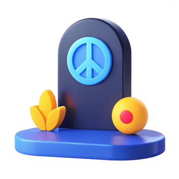 3D Peace Sign, Blue, Yellow, and Red, Symbolic Representation of Harmony and Non-Violence png