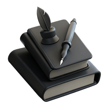 Black Books and Quill Pen A Still Life of Writing and Literature png