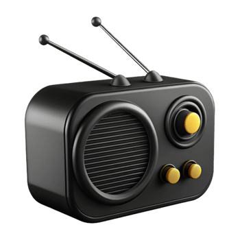 Retro Black Radio with Golden Buttons png