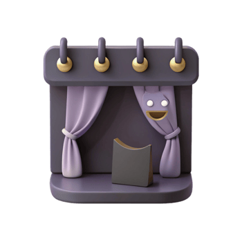 3D Render of a Stage with Curtains and a Smiley Face png
