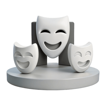 Three Smiling Masks on Stage png