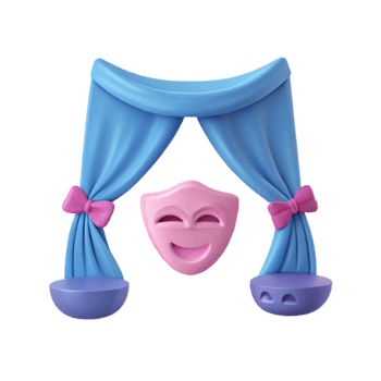 Smiling Mask with Blue Curtains png