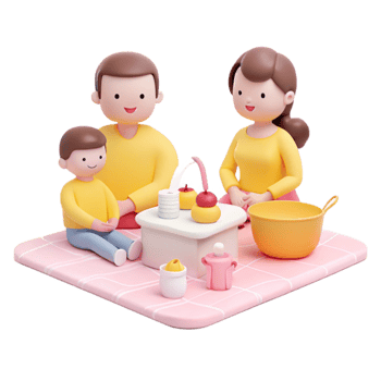 Happy Family Gathering on Picnic Blanket png