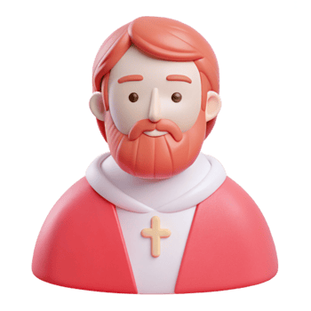 3D Cartoon Illustration of a Man with a Red Beard and Cross Pendant png