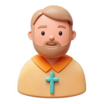 3D Illustration of a Man with a Beard and a Cross png