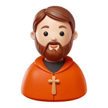3D Illustration of a Man Wearing a Robe with a Cross png