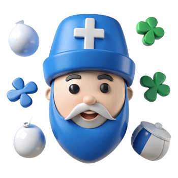 3D Cartoon Character with Blue Hat and White Cross png