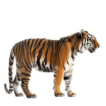 Royal Bengal Tiger side view full body isolate on transparency background png