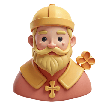 3D Render of a Cartoon Man with a Beard and a Cross png