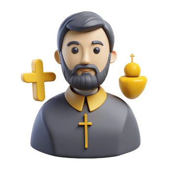 3D Rendered Priest with Crosses and Church Dome png
