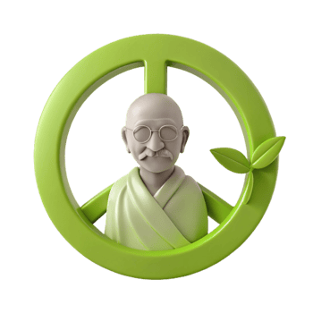 Peace Symbol with a Figure of a Person Wearing Glasses and a Mustache png