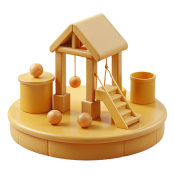 3D Playset with Slide, Swing, and Blocks png