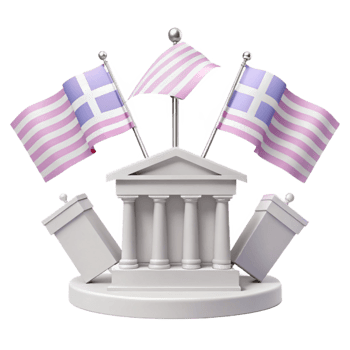 3D Model of a Building with Flags png
