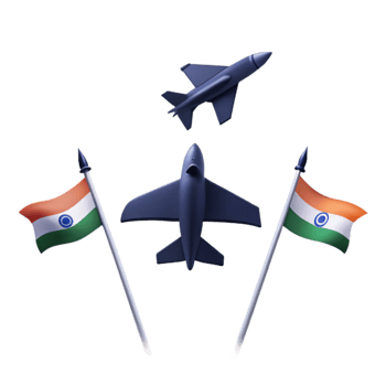 Indian Flag with Two Blue Jet Planes png