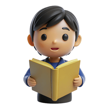 Smiling Boy Reading a Book png