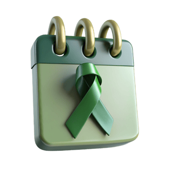 Green Ribbon on Calendar A Reminder of Support and Awareness png