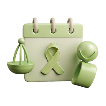 Calendar with Green Ribbon and Scales of Justice png
