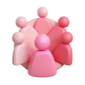 Group of Pink 3D People in a Circle png