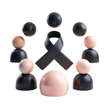 Black Ribbon and Circle of People png