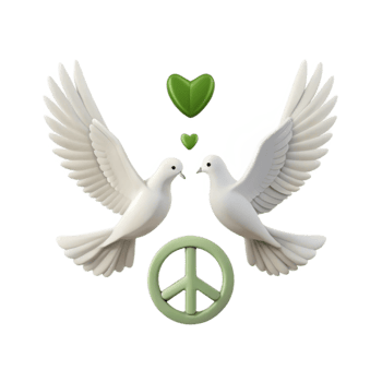Peace Symbol with Doves and Hearts png