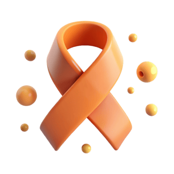 Orange Awareness Ribbon with 3D Rendered Balls png