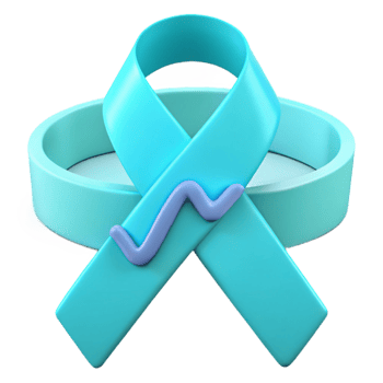 Blue Ribbon Awareness Symbol with Purple Zig Zag png