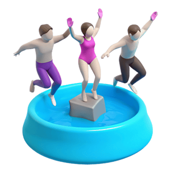Three People Jumping Into a Pool png