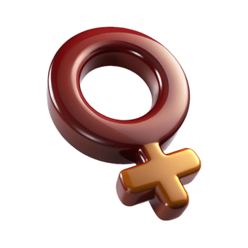 Shiny Red and Gold Female Symbol 3D Rendering png