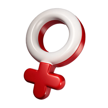 3D Red and White Female Gender Symbol png