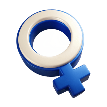 Blue and White Female Gender Symbol png