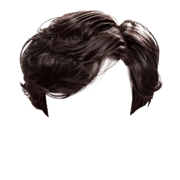 Stylish male hair wig, fashionable hairstyle isolate on transparency background png