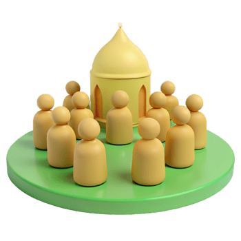 3D Render of People Gathering Around a Dome Structure png