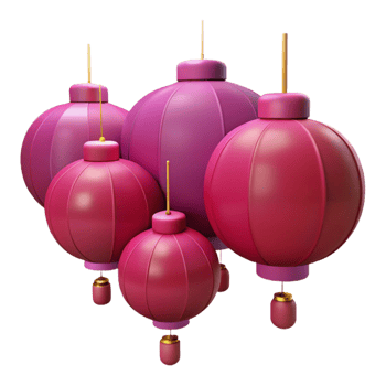 Pink and Gold Festive Lanterns png