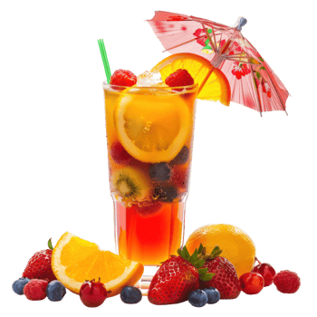 fruity cocktail adorned with a tiny umbrella isolate on transparency background png