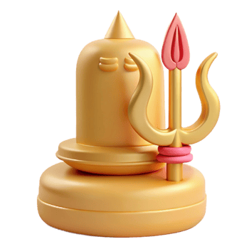 3D Rendered Golden Lingam and Trishul png