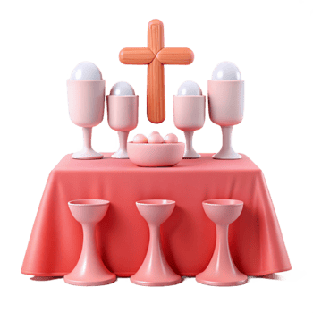 Easter Table Setting with Cross and Eggs png