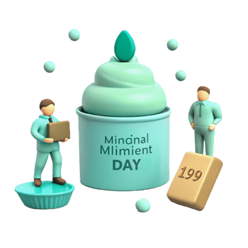 3D Illustration of Minimalism Day with Cupcakes and Figures png