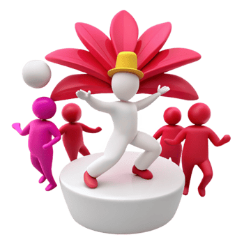 3D Rendering of a Cheerful Character Celebrating with Friends png