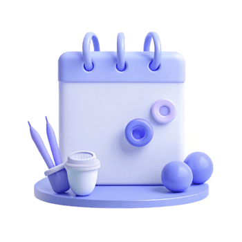 3D Render of a Calendar with Purple Accents png