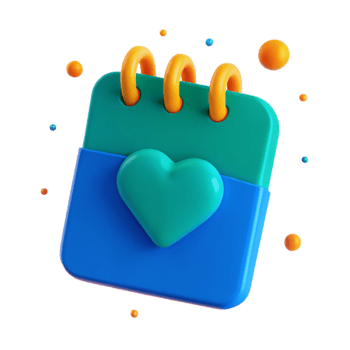 3D Calendar Icon with Heart png