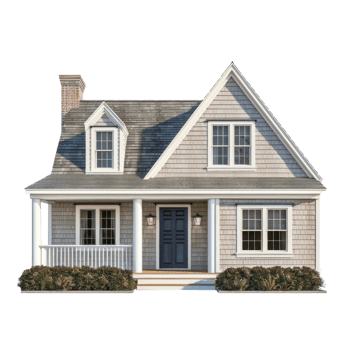 Cape Cod House front view full length isolate on transparency background png