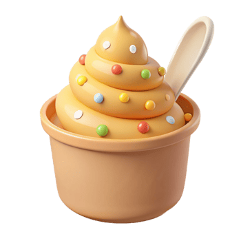 3D Rendering of Colorful Sprinkled Ice Cream with Spoon png