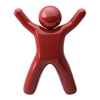 Red 3D Figure with Arms Raised png