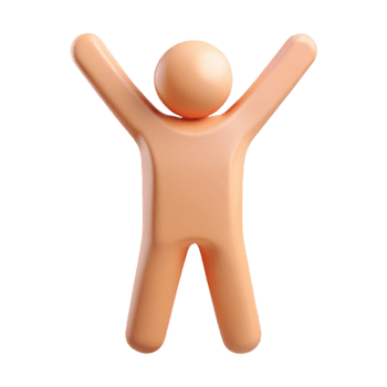 3D Render of a Simple Stick Figure Raising Its Hands png