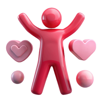 3D Illustration of a Happy Person with Hearts png