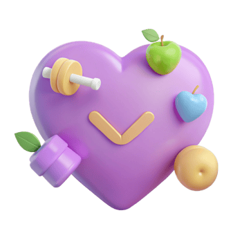 Healthy Lifestyle Heart Shape with Exercise and Fruit png