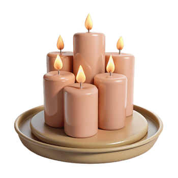 Five Burning Candles on a Round Tray png