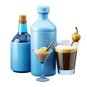 Cocktail Recipes Three Delicious Drinks with Blue Bottles png