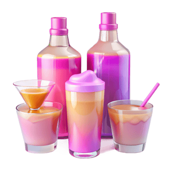 Pink and Orange Drinks in Various Glassware png